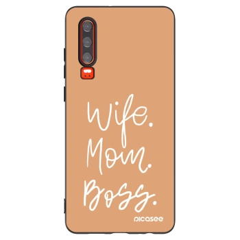 Picasee crna silikonska maskica za Huawei P30 - Boss Mama