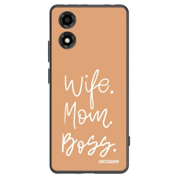 Picasee crna silikonska maskica za Motorola Moto E14 - Boss Mama
