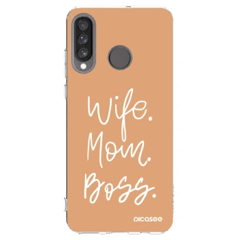Picasee silikonska prozirna maskica za Huawei P30 Lite - Boss Mama