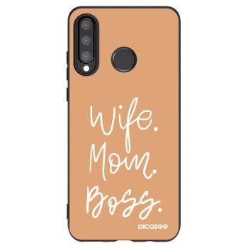 Picasee crna silikonska maskica za Huawei P30 Lite - Boss Mama