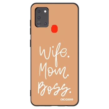 Picasee crna silikonska maskica za Samsung Galaxy A21s - Boss Mama
