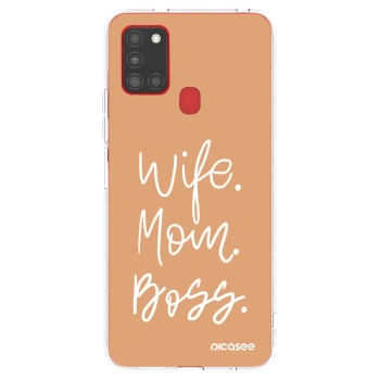 Picasee silikonska prozirna maskica za Samsung Galaxy A21s - Boss Mama