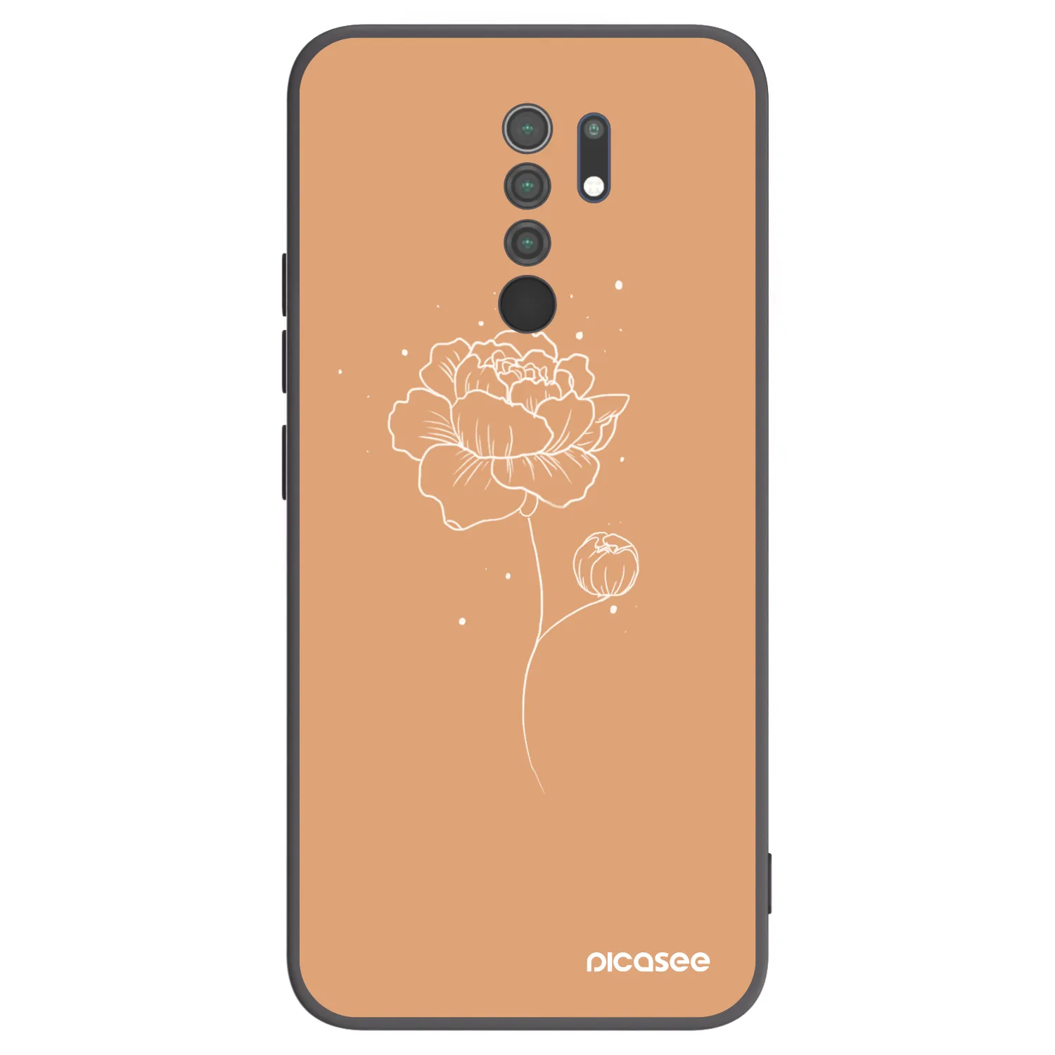 Picasee crna silikonska maskica za Xiaomi Redmi 9 - Peonies