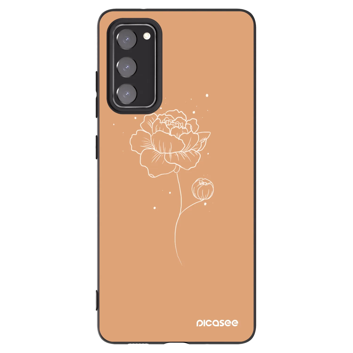 Picasee crna silikonska maskica za Samsung Galaxy S20 FE - Peonies
