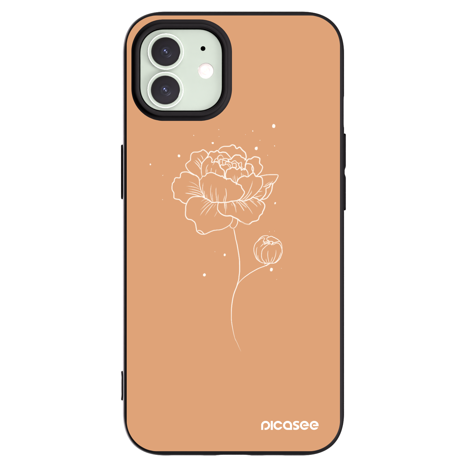 Picasee crna silikonska maskica za Apple iPhone 12 - Peonies