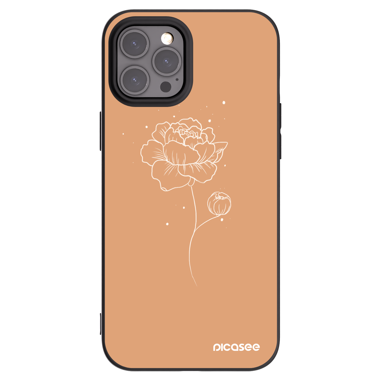 Picasee crna silikonska maskica za Apple iPhone 12 Pro Max - Peonies
