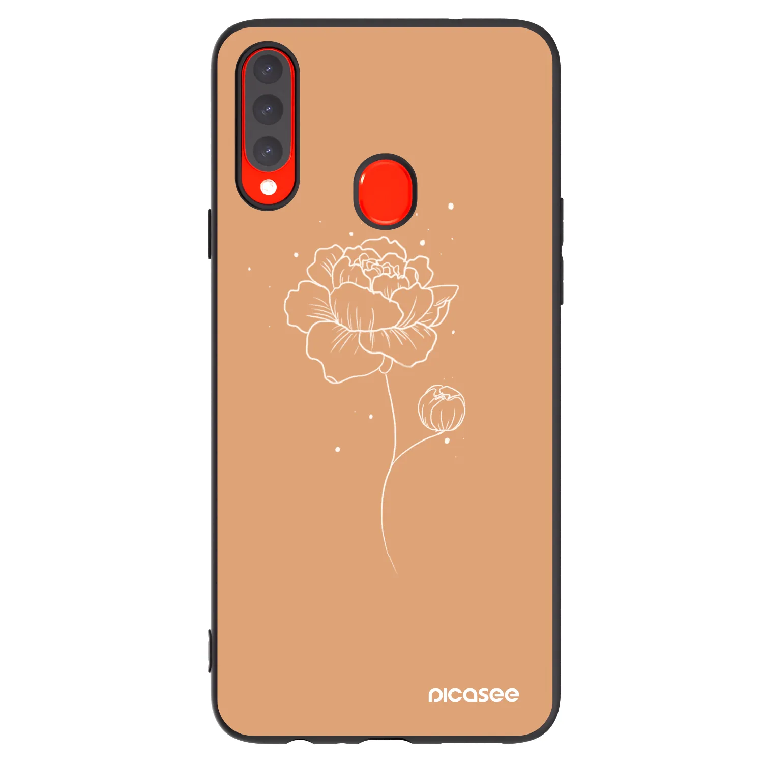 Picasee crna silikonska maskica za Samsung Galaxy A20s - Peonies