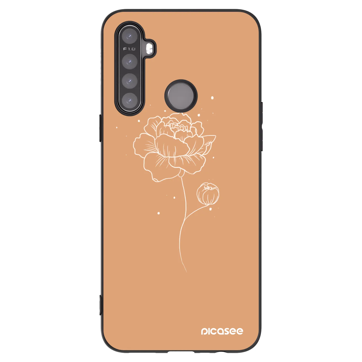 Picasee crna silikonska maskica za Realme 6i - Peonies