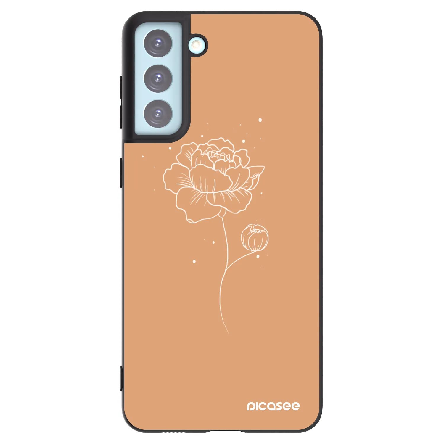 Picasee crna silikonska maskica za Samsung Galaxy S21+ 5G G996F - Peonies