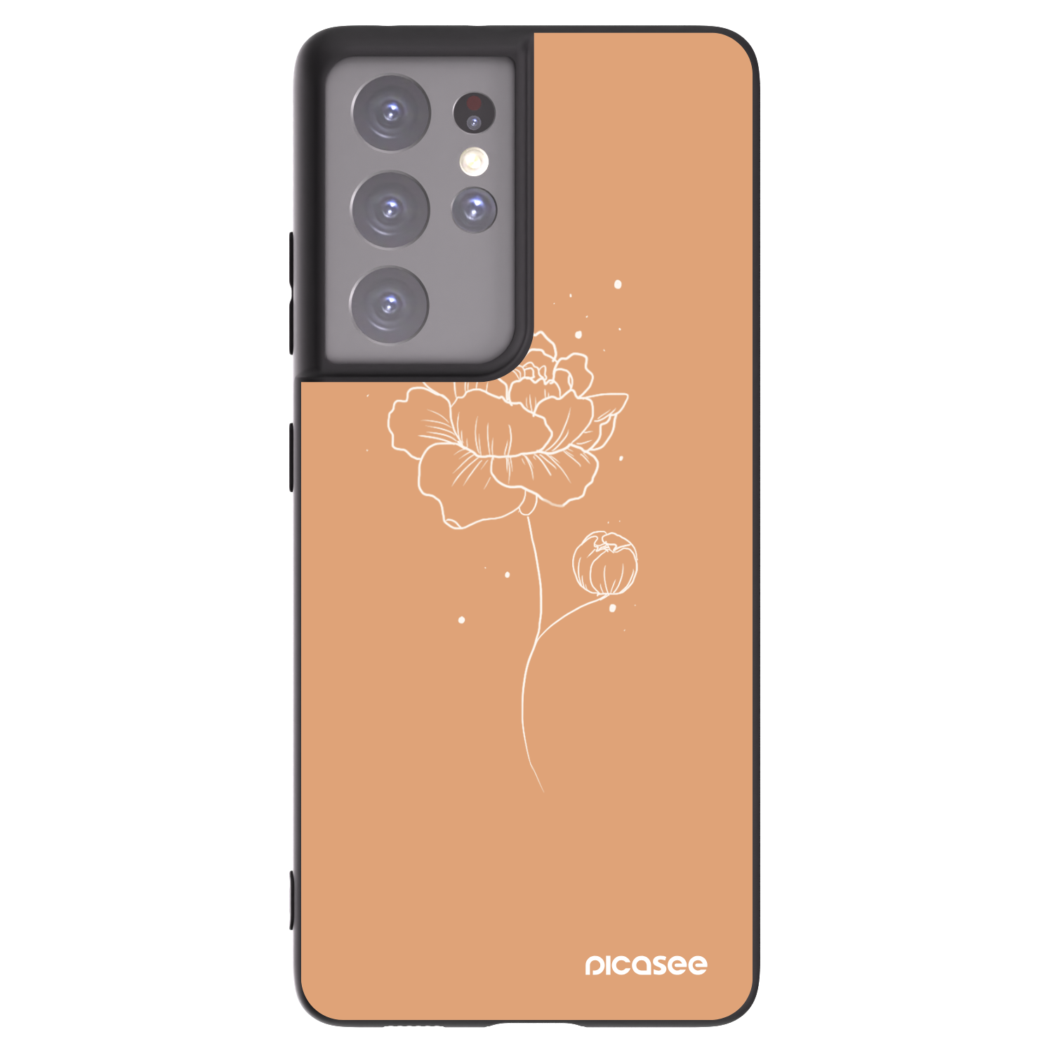 Picasee crna silikonska maskica za Samsung Galaxy S21 Ultra 5G G998B - Peonies