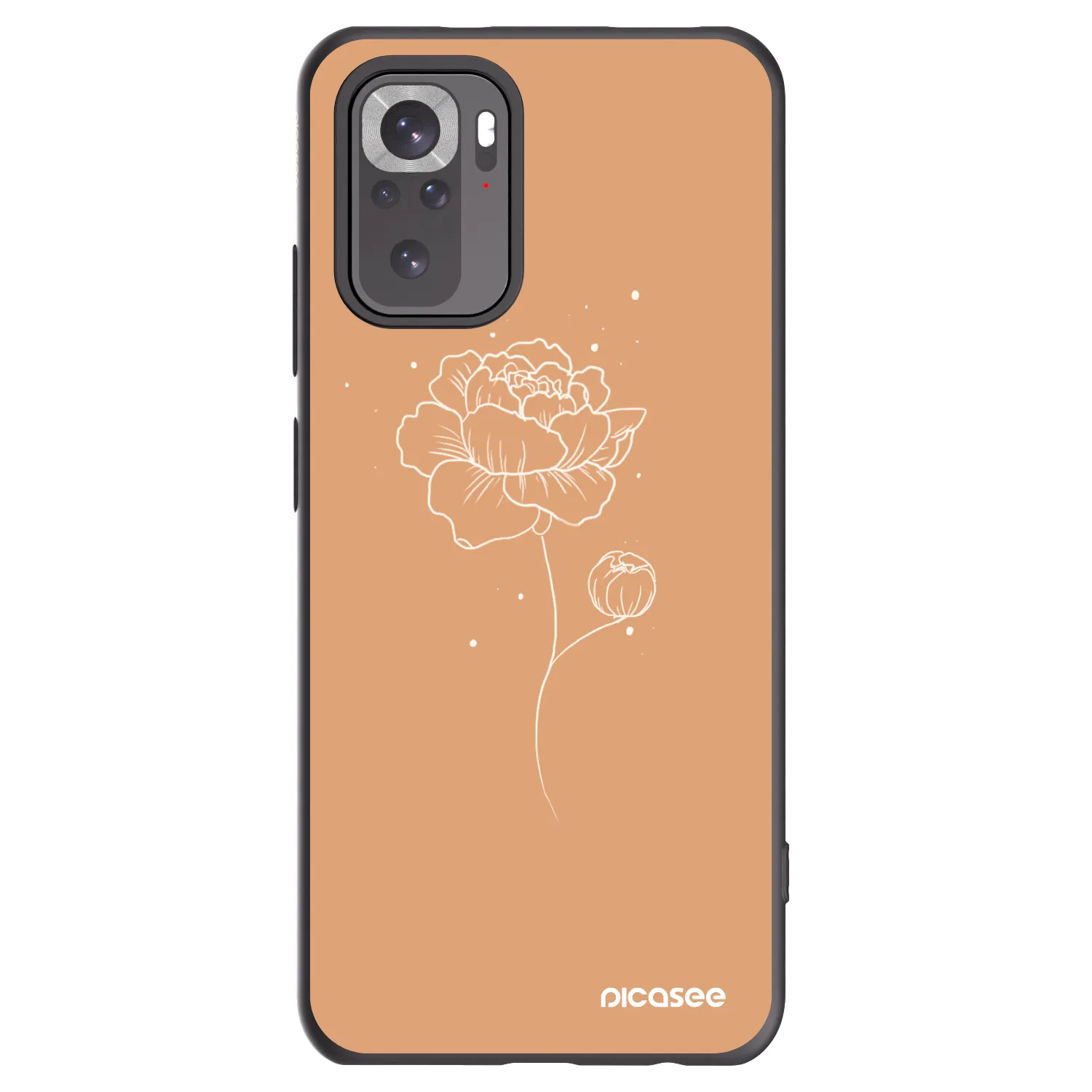 Picasee crna silikonska maskica za Xiaomi Redmi Note 10 - Peonies