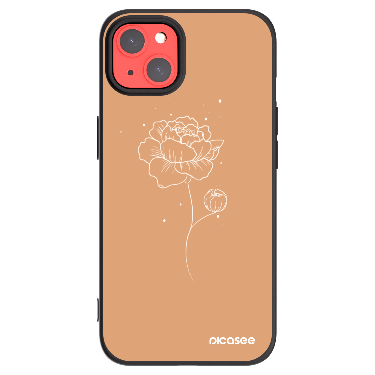 Picasee crna silikonska maskica za Apple iPhone 13 - Peonies