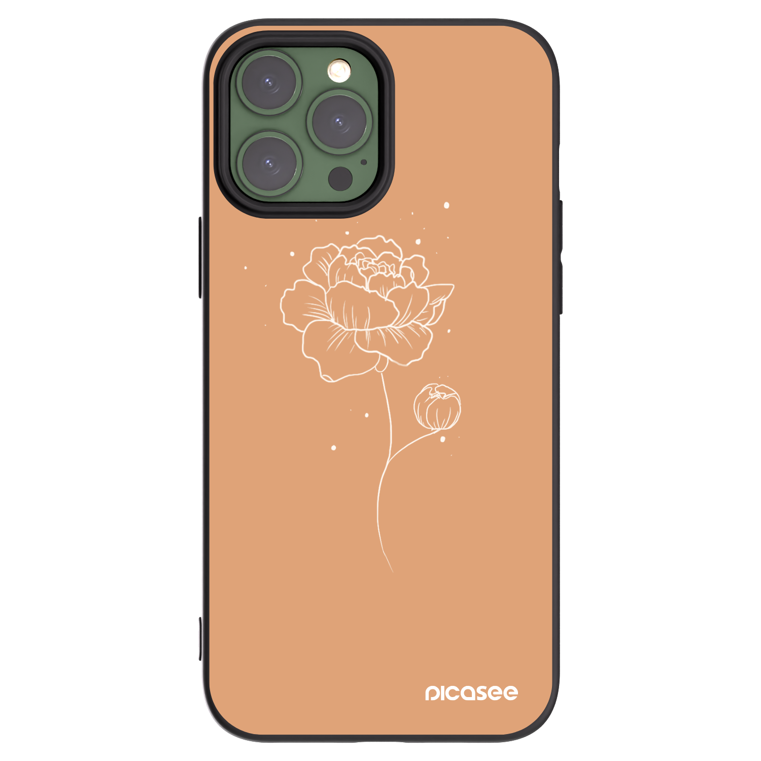 Picasee crna silikonska maskica za Apple iPhone 13 Pro Max - Peonies