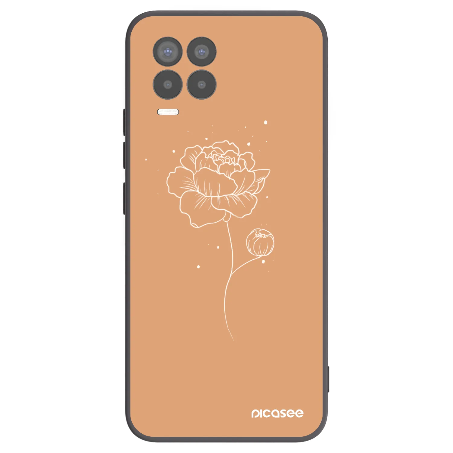 Picasee crna silikonska maskica za Realme 8 4G - Peonies