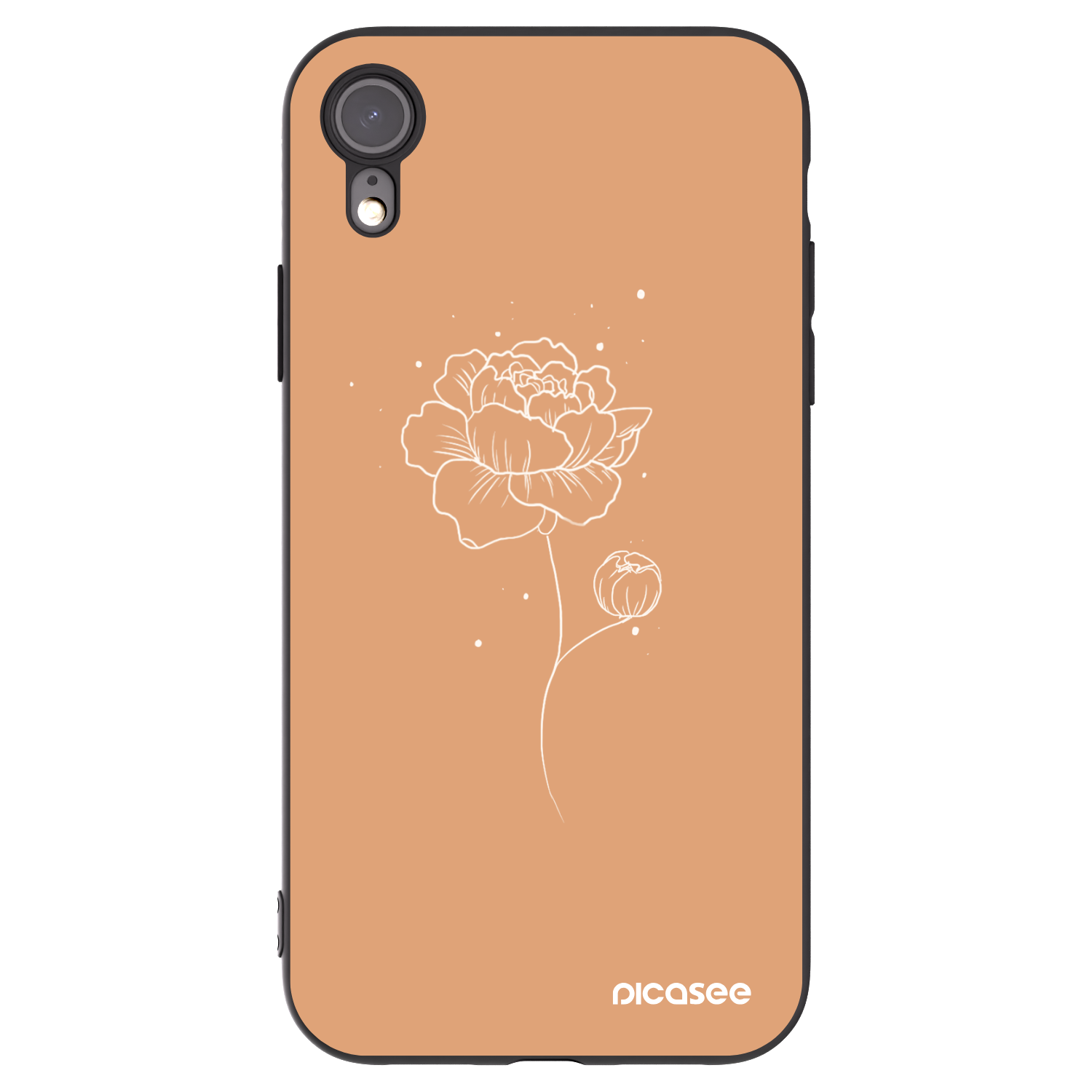 Picasee crna silikonska maskica za Apple iPhone XR - Peonies