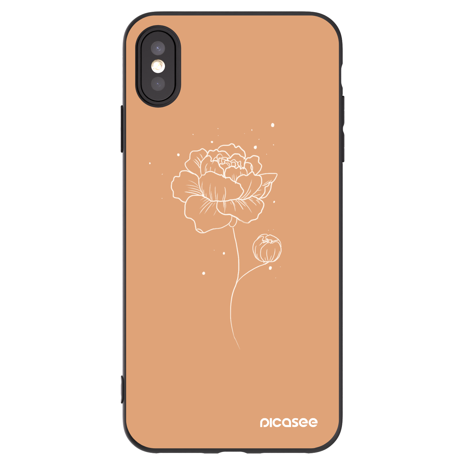 Picasee crna silikonska maskica za Apple iPhone XS Max - Peonies