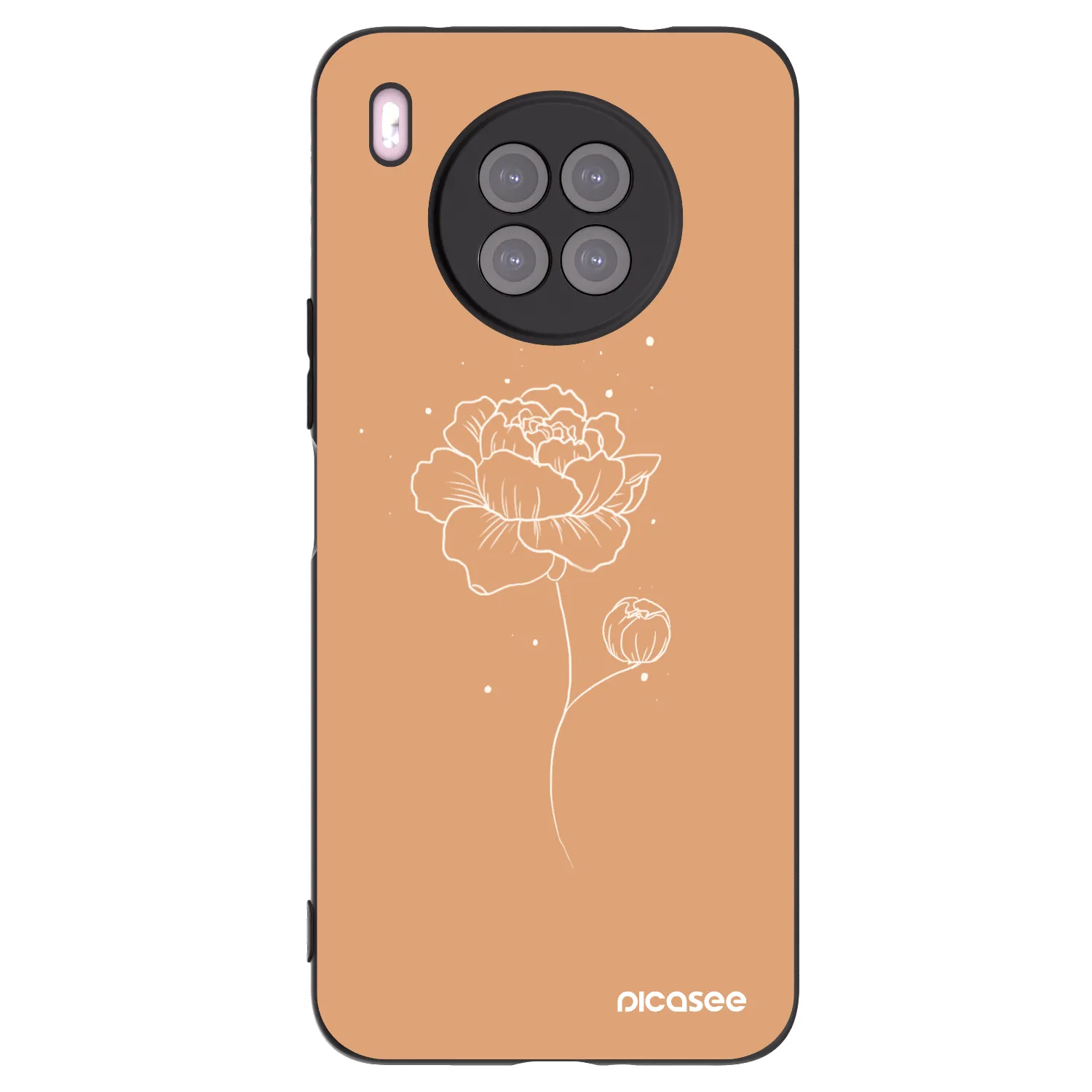 Picasee crna silikonska maskica za Huawei Nova 8i - Peonies