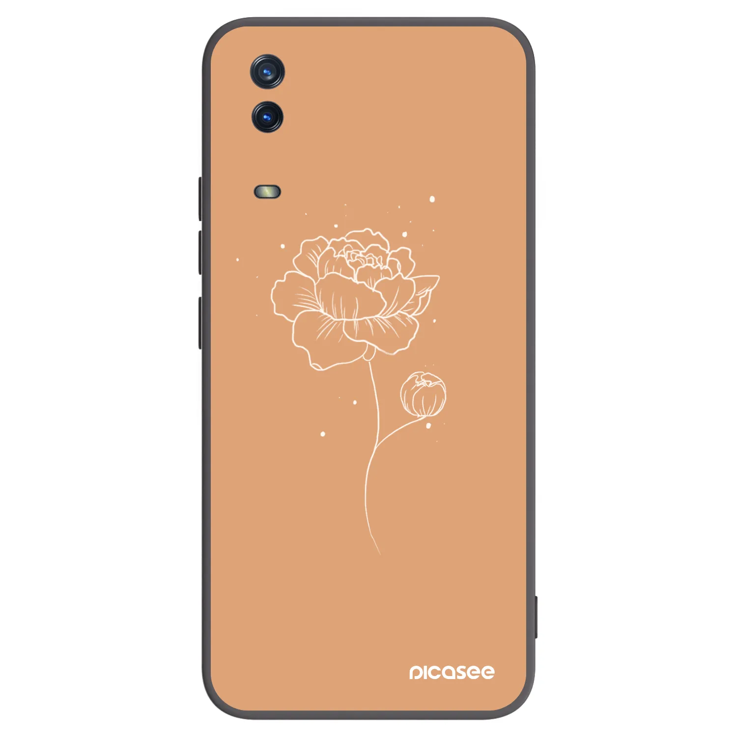 Picasee crna silikonska maskica za Vivo Y11s - Peonies