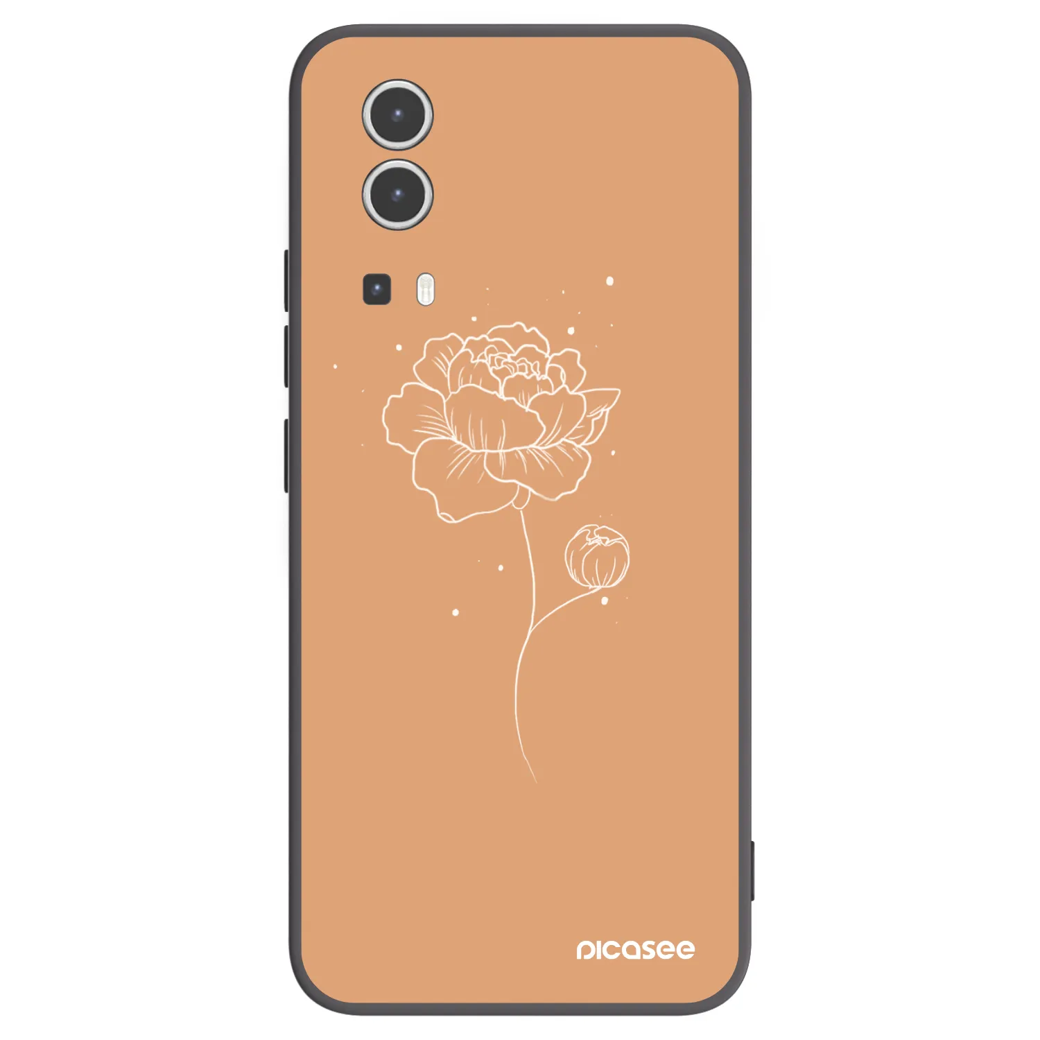 Picasee crna silikonska maskica za Vivo Y72 5G - Peonies