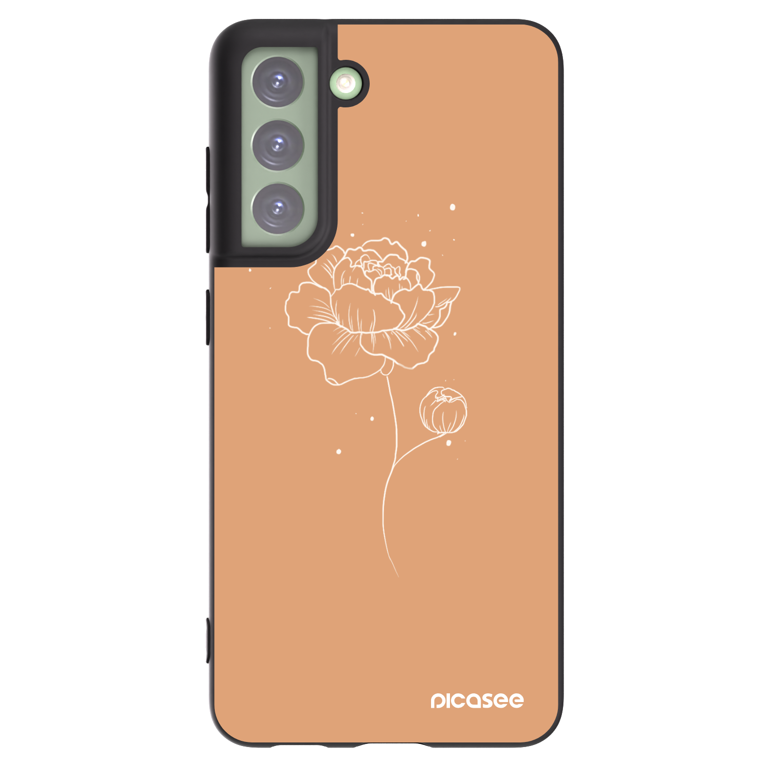 Picasee crna silikonska maskica za Samsung Galaxy S21 FE 5G - Peonies