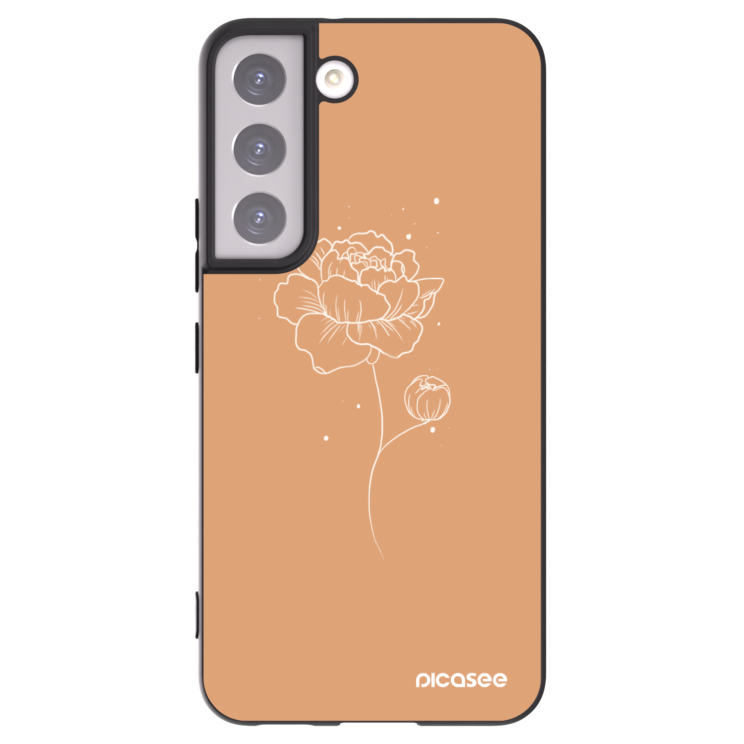 Picasee crna silikonska maskica za Samsung Galaxy S22 5G - Peonies