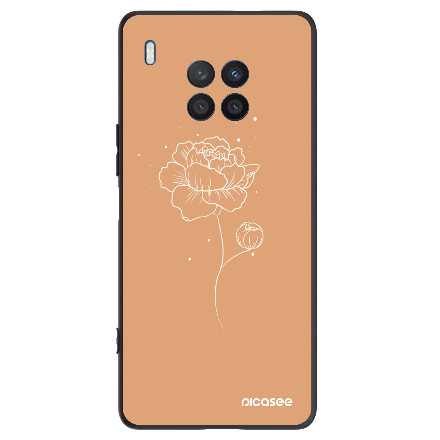Picasee crna silikonska maskica za Honor 50 Lite - Peonies