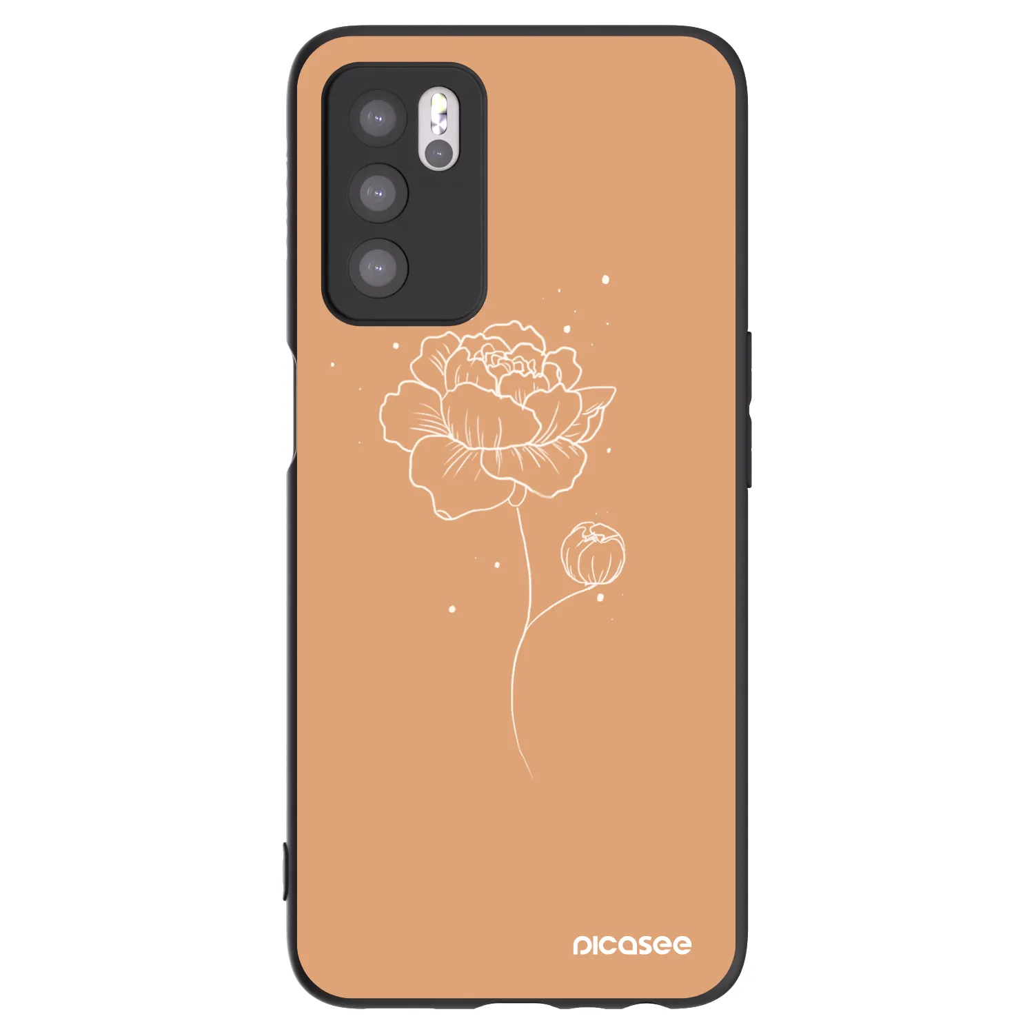 Picasee crna silikonska maskica za OPPO A16 - Peonies