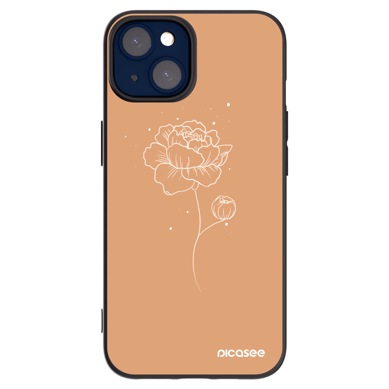 Picasee crna silikonska maskica za Apple iPhone 14 - Peonies