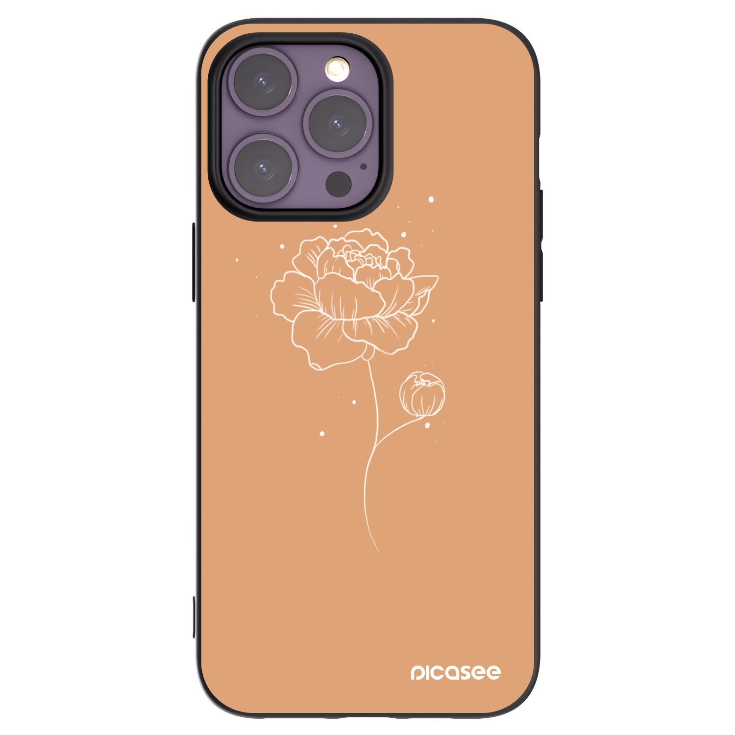 Picasee crna silikonska maskica za Apple iPhone 14 Pro Max - Peonies
