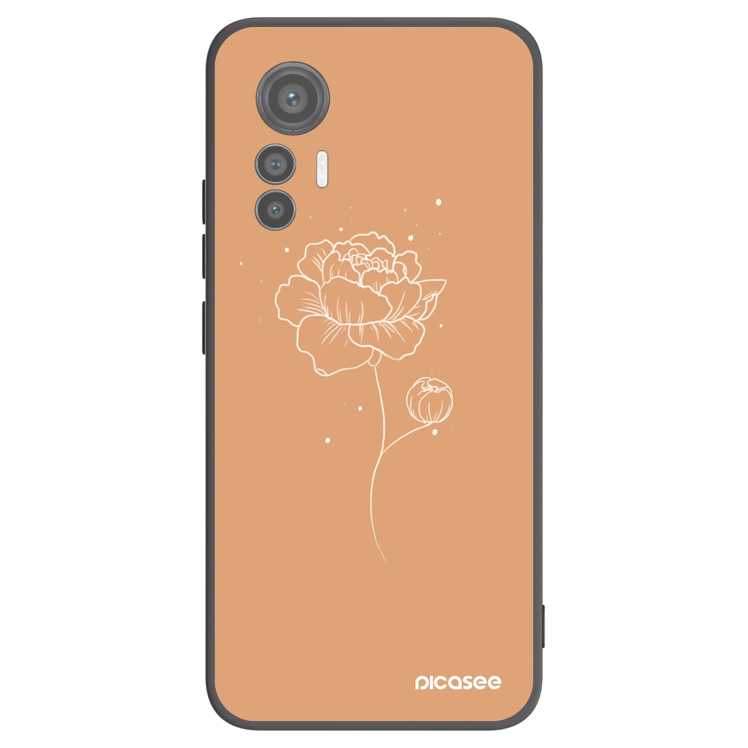 Picasee crna silikonska maskica za Xiaomi 12 Lite - Peonies