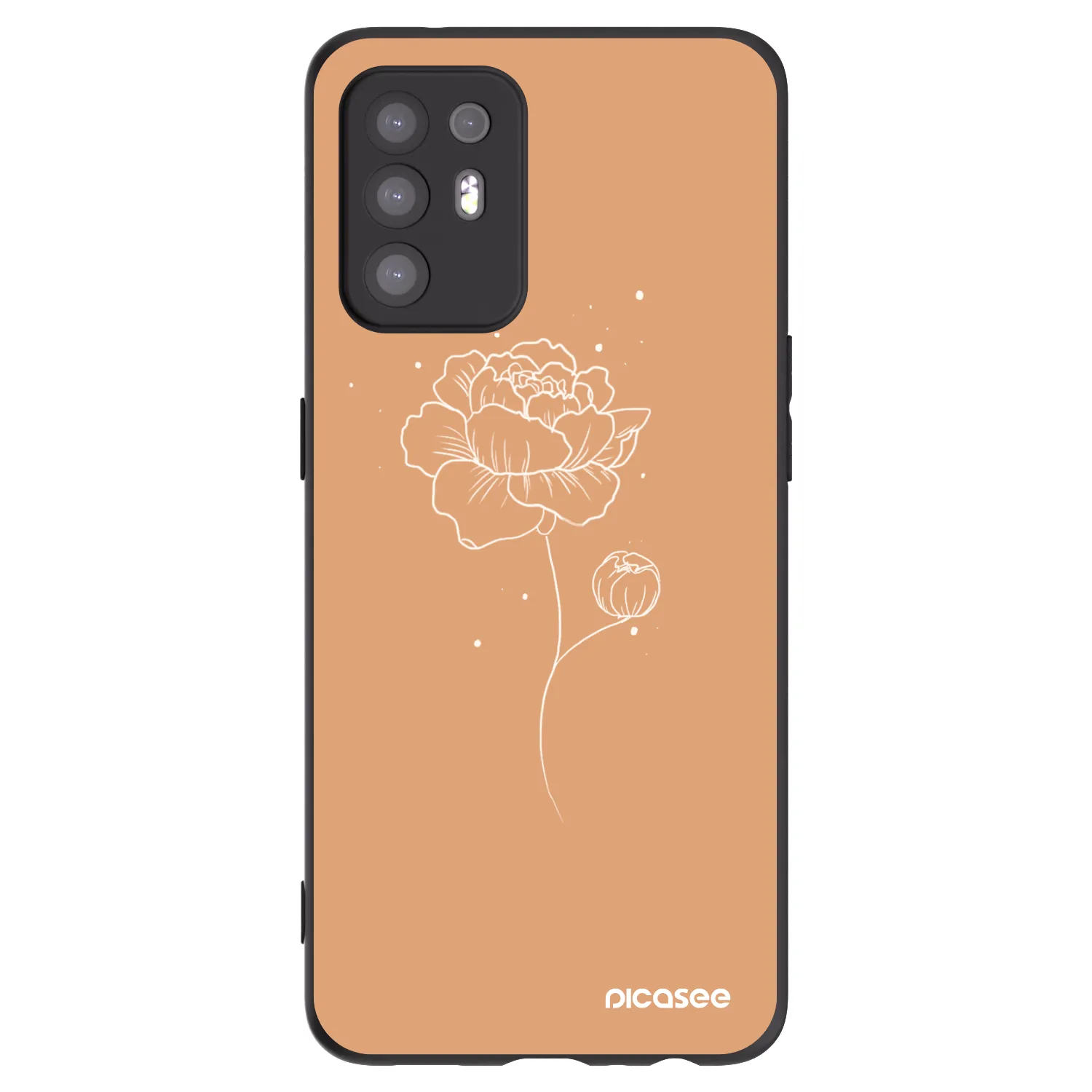 Picasee crna silikonska maskica za OPPO A94 5G - Peonies