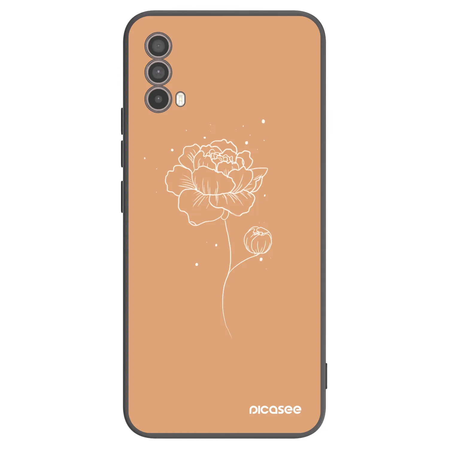 Picasee crna silikonska maskica za Motorola Moto E40 - Peonies