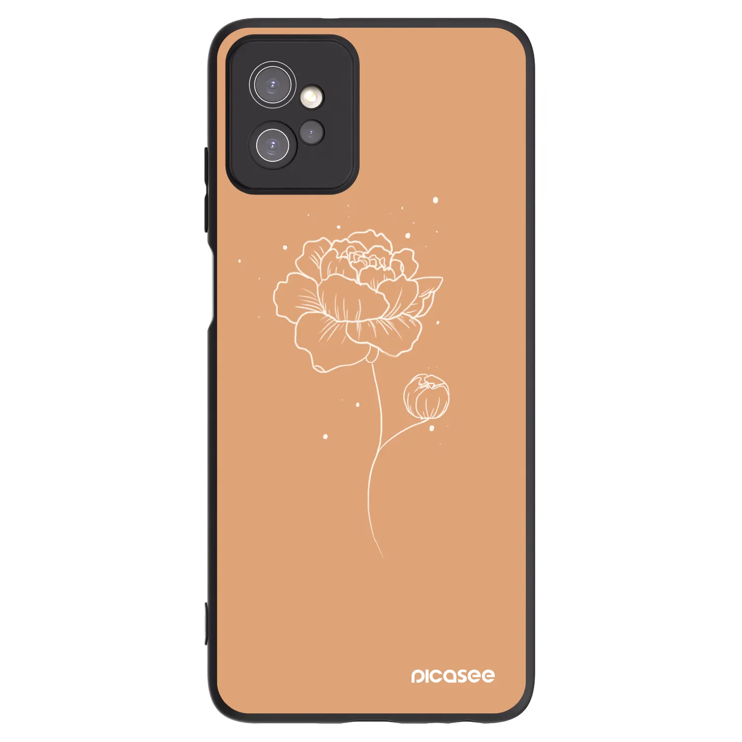 Picasee crna silikonska maskica za Motorola Moto G32 - Peonies