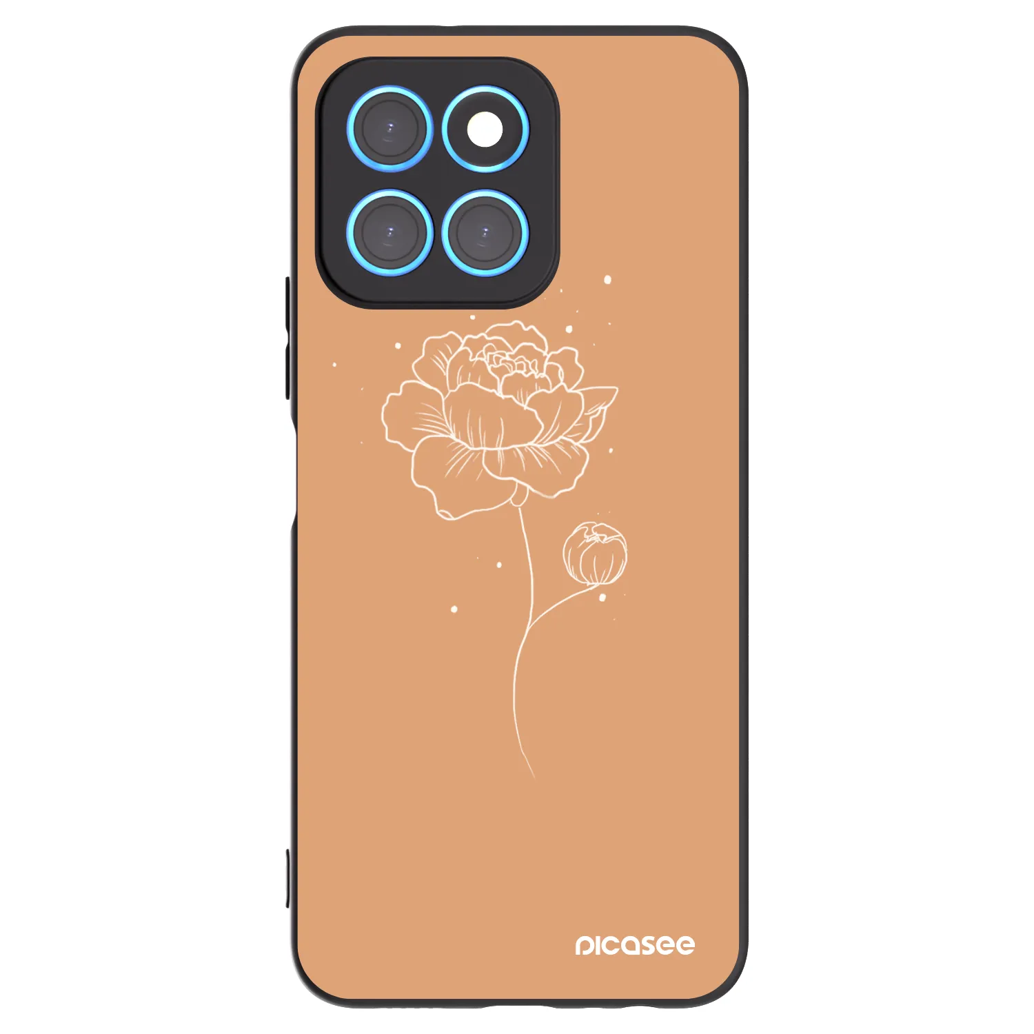 Picasee crna silikonska maskica za Honor X6 - Peonies