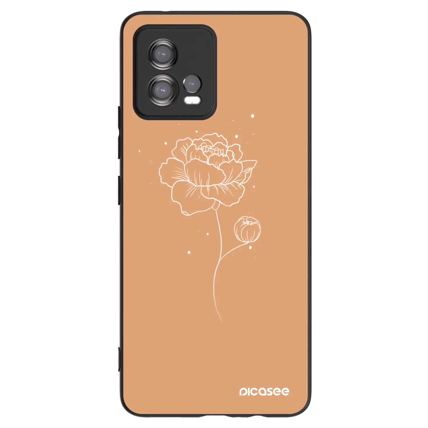 Picasee crna silikonska maskica za Motorola Moto G72 - Peonies
