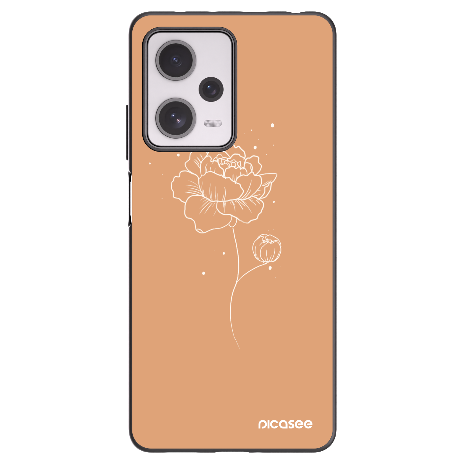 Picasee crna silikonska maskica za Xiaomi Redmi Note 12 Pro+ 5G - Peonies