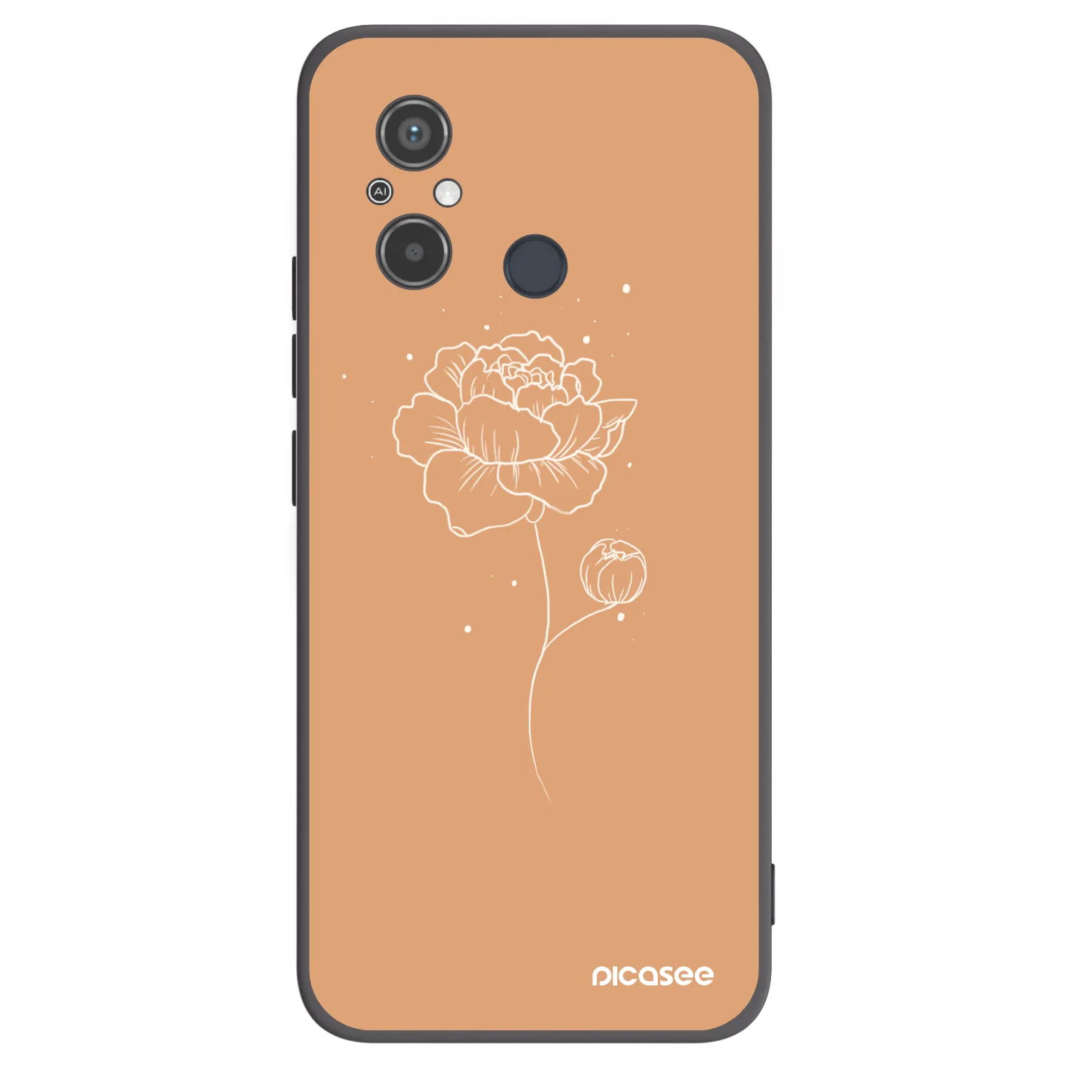 Picasee crna silikonska maskica za Xiaomi Redmi 12C - Peonies