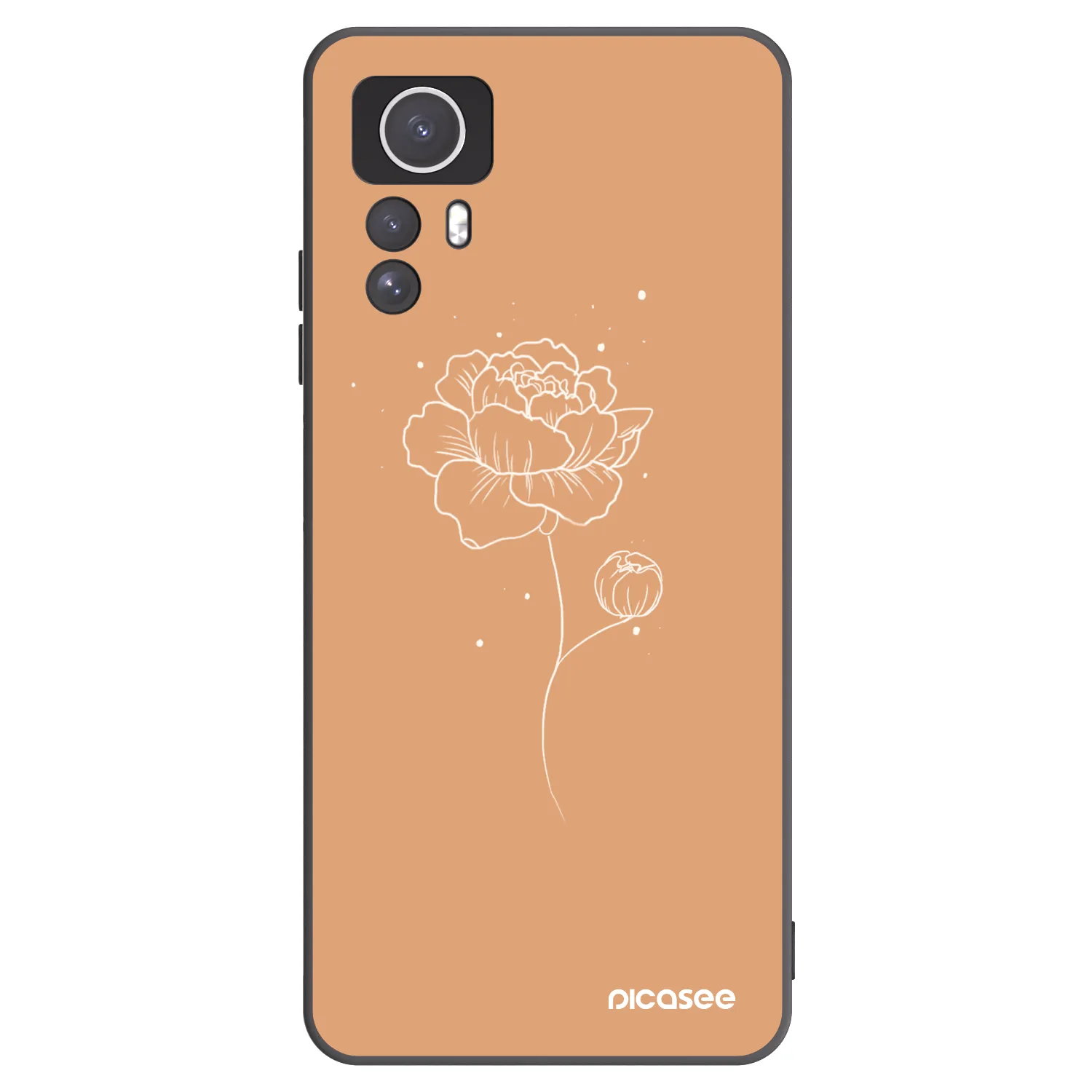 Picasee crna silikonska maskica za Xiaomi Redmi Note 12S - Peonies