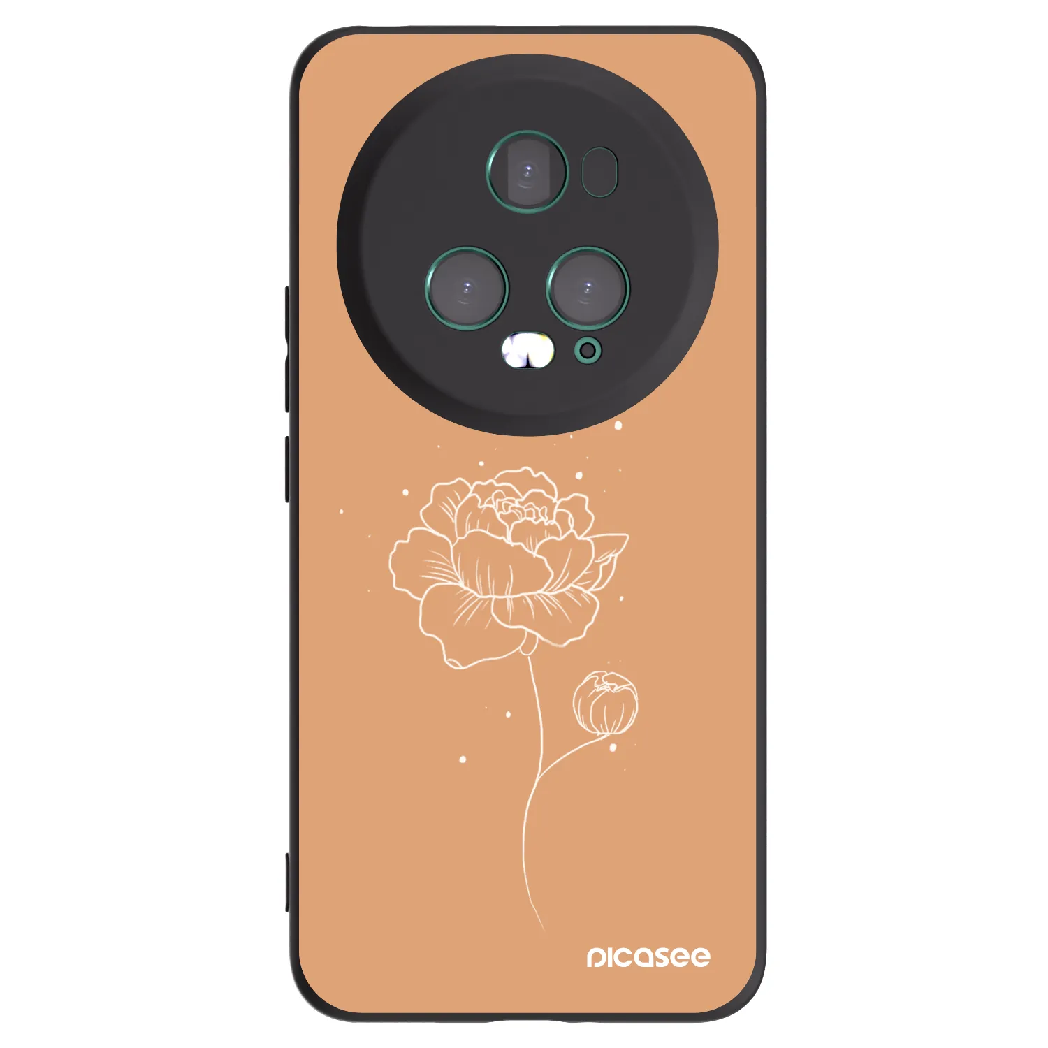 Picasee crna silikonska maskica za Honor Magic5 Pro - Peonies