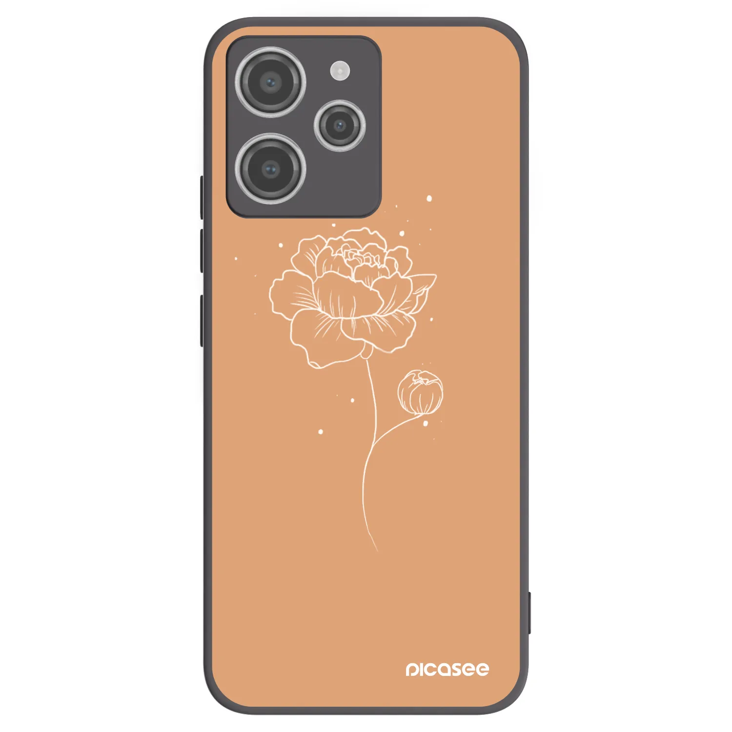 Picasee crna silikonska maskica za Xiaomi Redmi 12 4G - Peonies