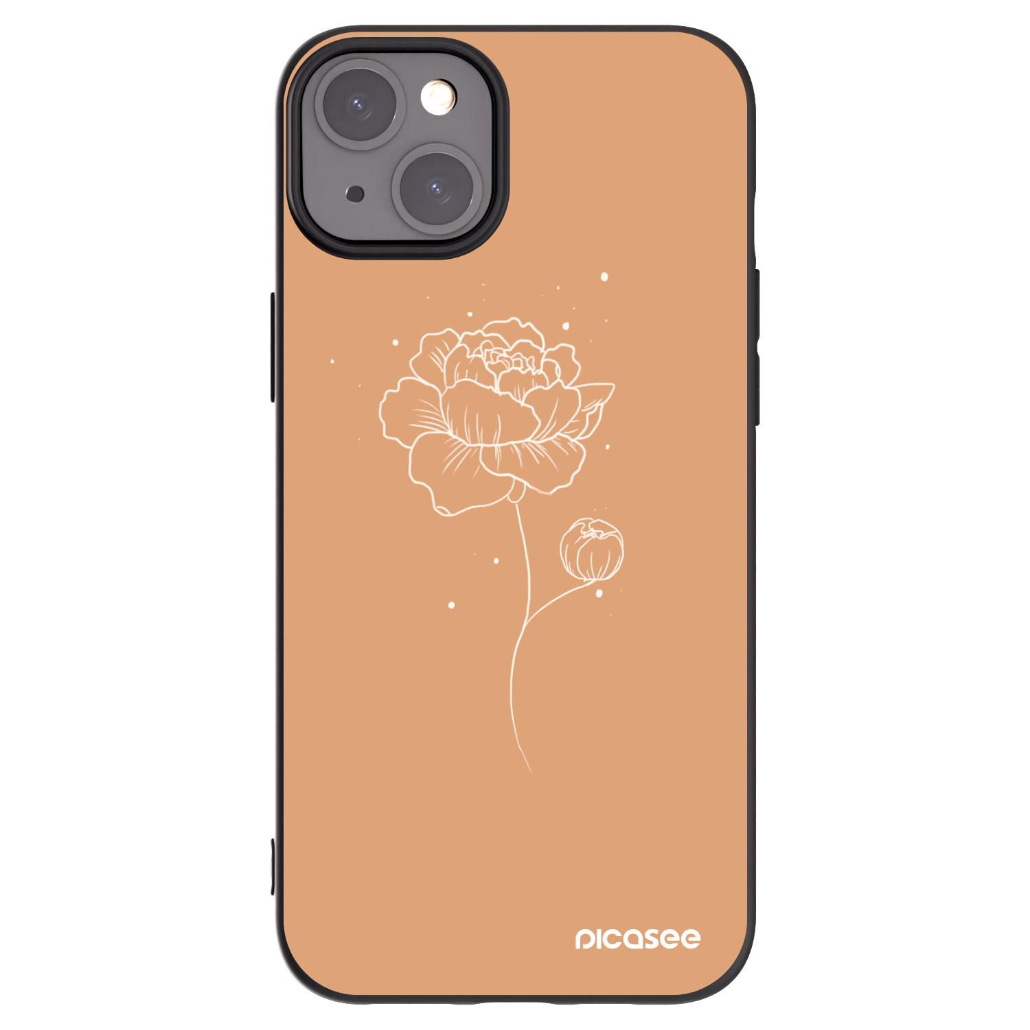 Picasee crna silikonska maskica za Apple iPhone 15 Plus - Peonies