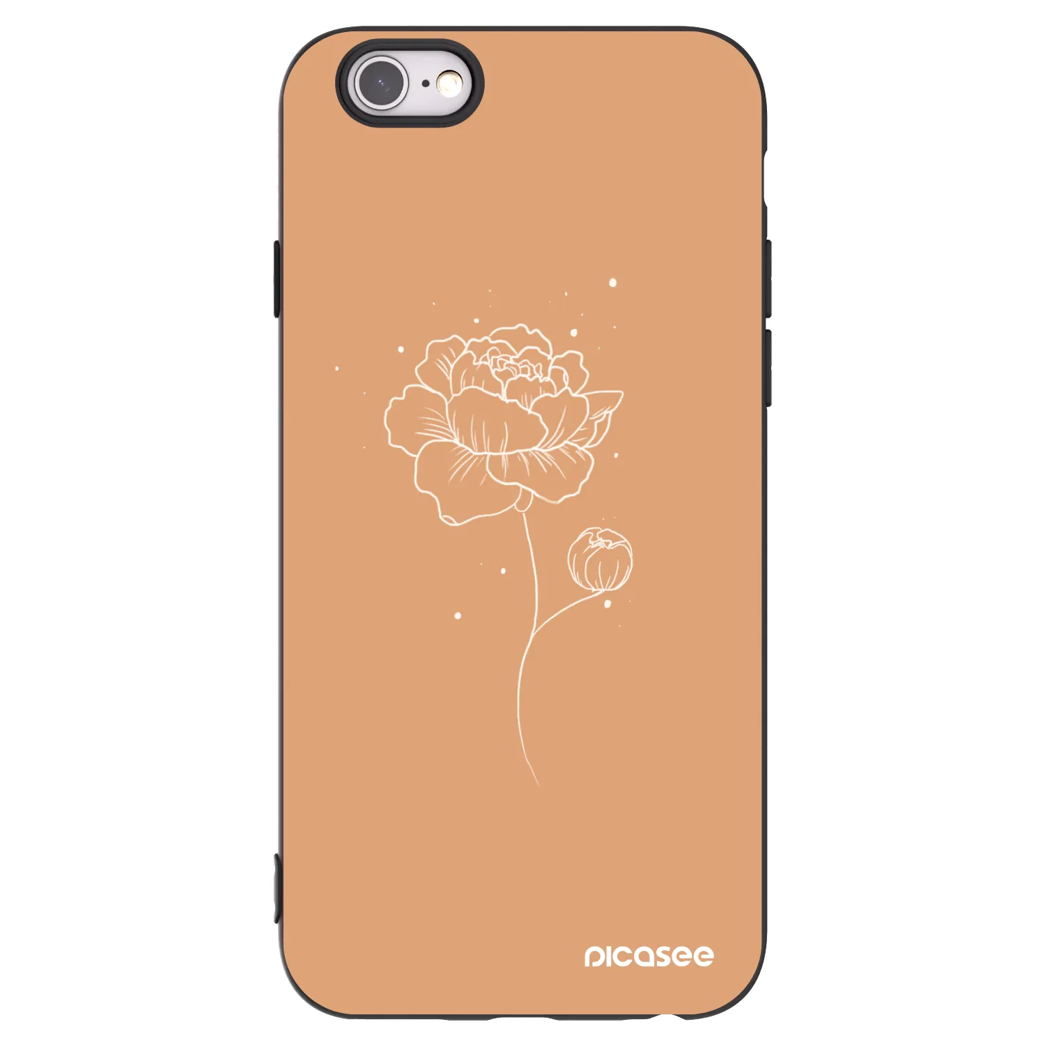 Picasee crna silikonska maskica za Apple iPhone 6/6S - Peonies