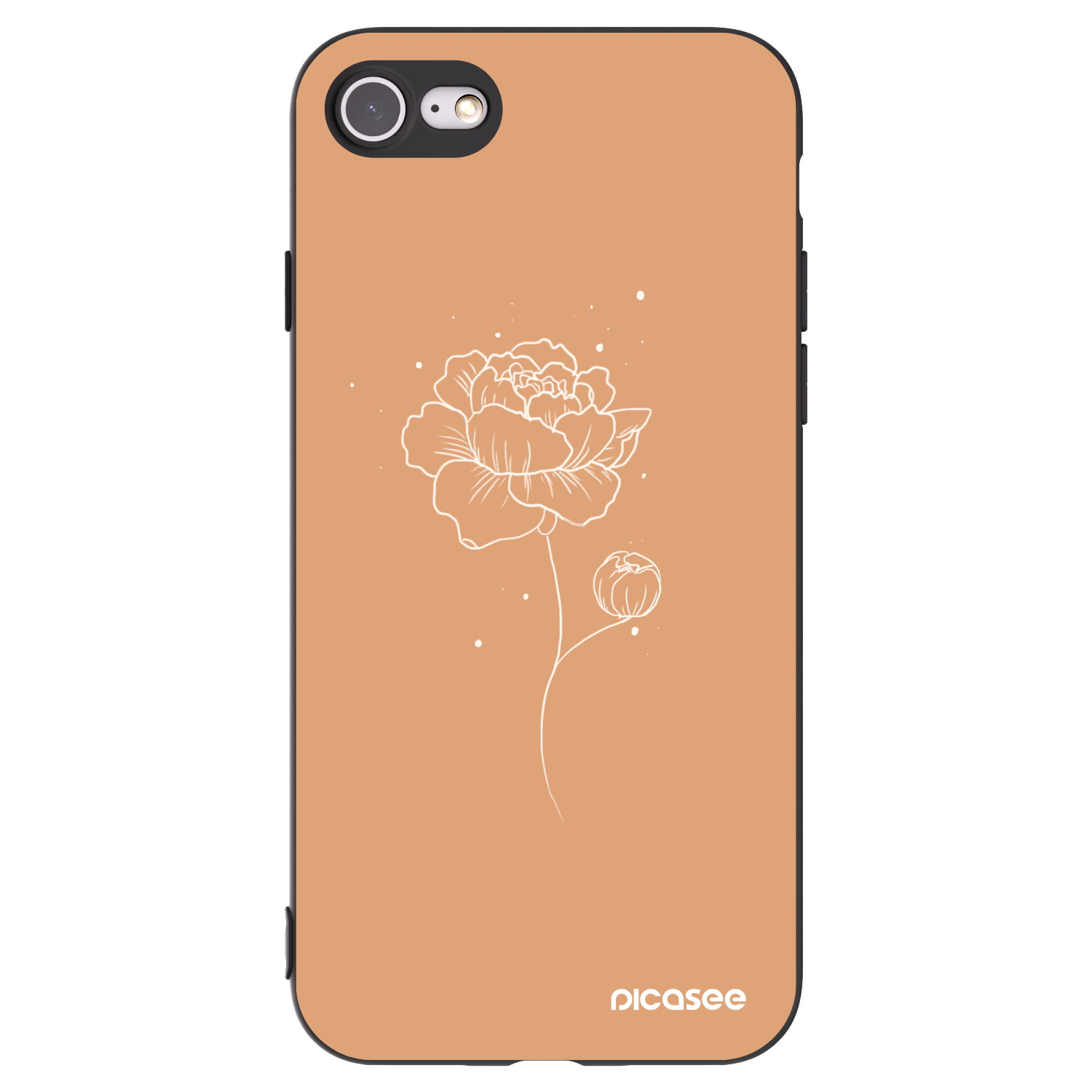 Picasee crna silikonska maskica za Apple iPhone 7 - Peonies