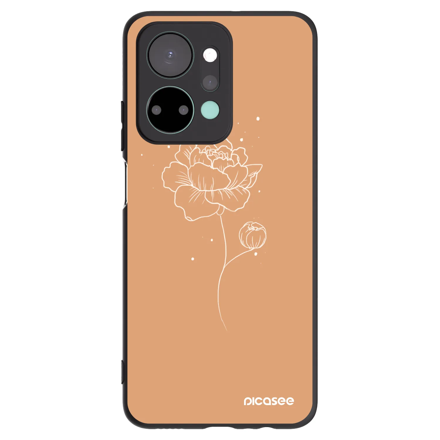 Picasee crna silikonska maskica za Honor X7a - Peonies