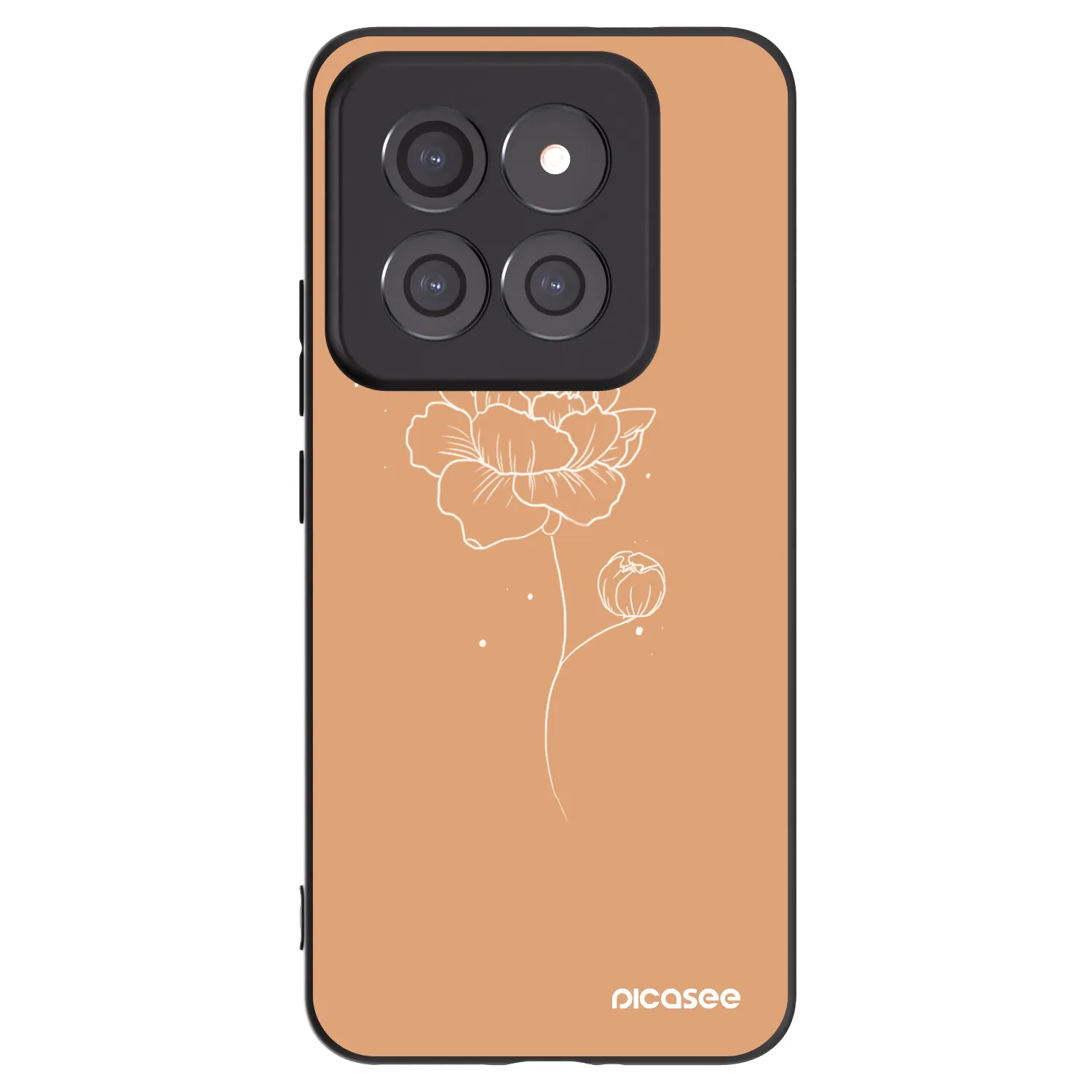 Picasee crna silikonska maskica za Xiaomi 14 Pro - Peonies
