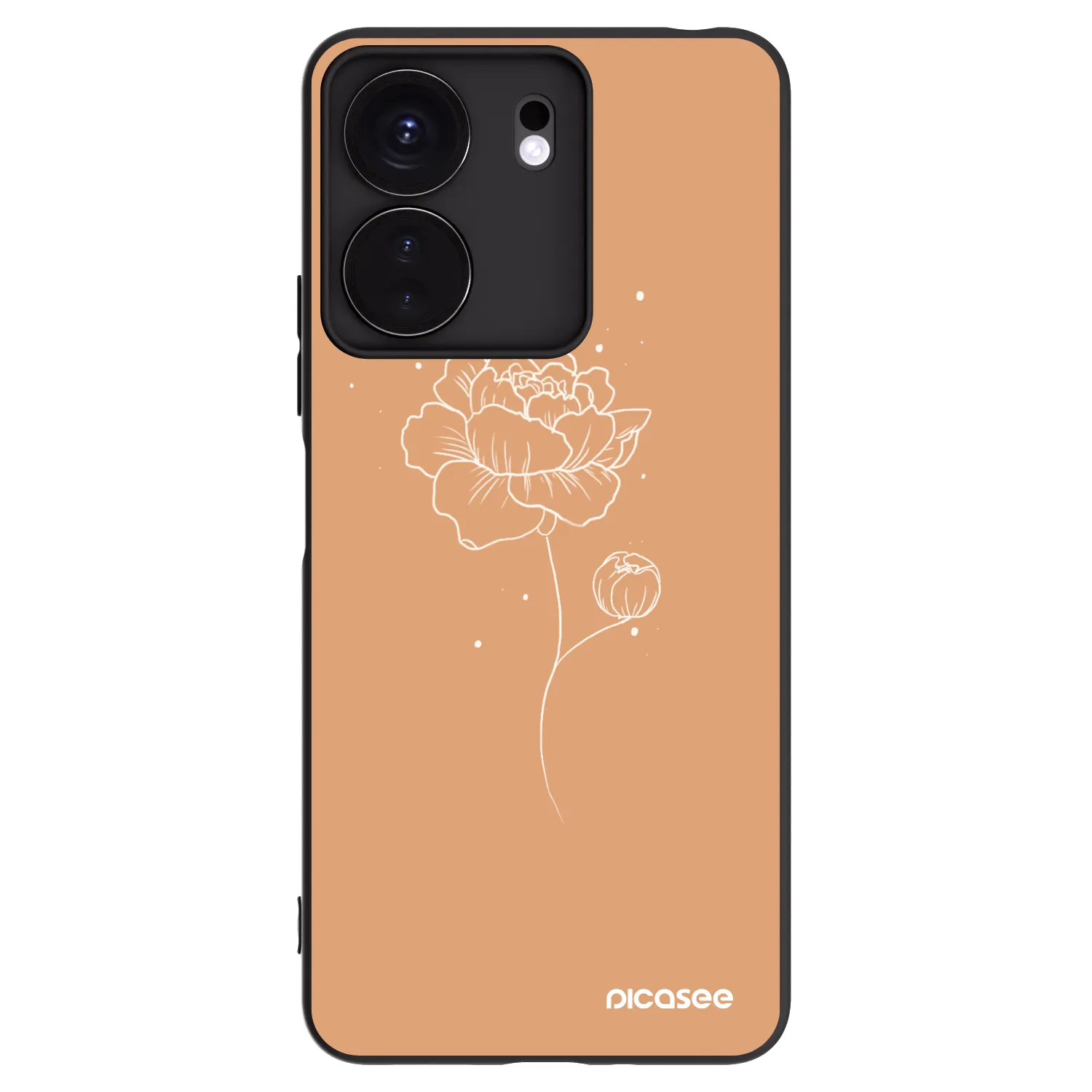 Picasee crna silikonska maskica za Xiaomi Redmi 13C 4G - Peonies