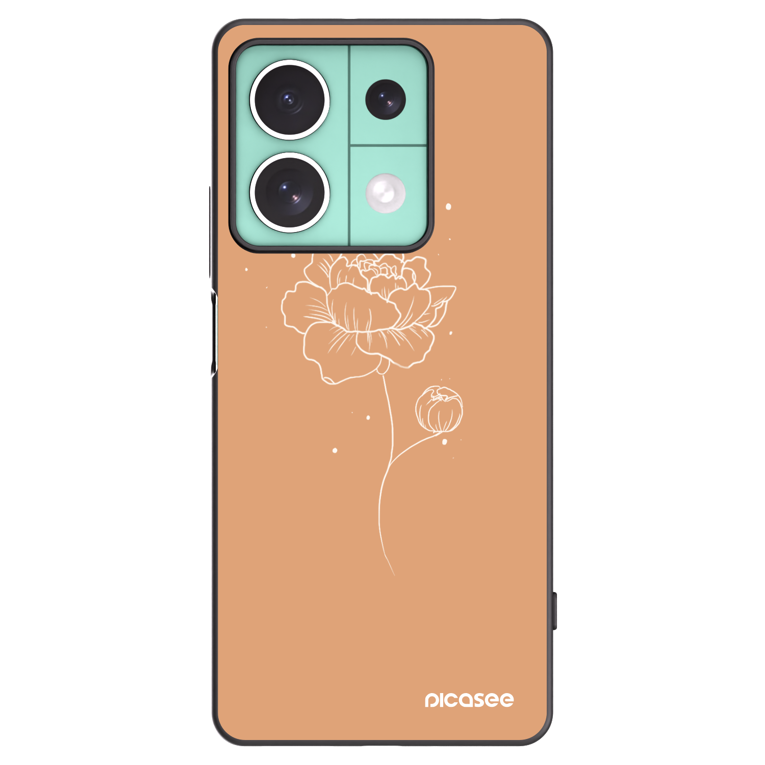 Picasee crna silikonska maskica za Xiaomi Redmi Note 13 5G - Peonies