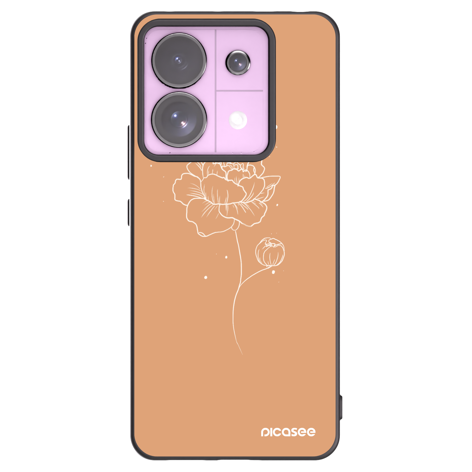 Picasee crna silikonska maskica za Xiaomi Redmi Note 13 Pro 5G - Peonies