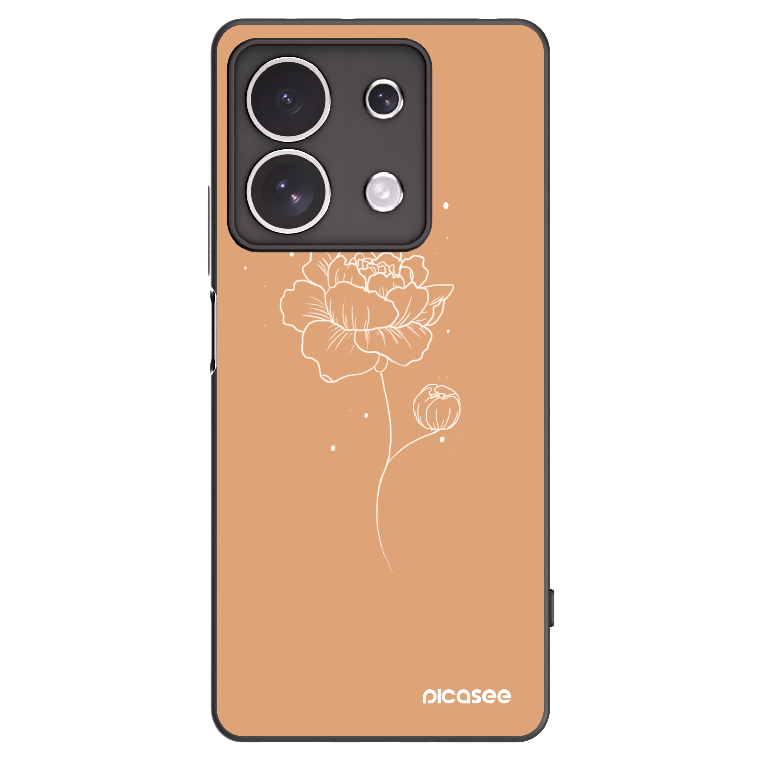 Picasee crna silikonska maskica za Xiaomi Redmi Note 13 4G - Peonies