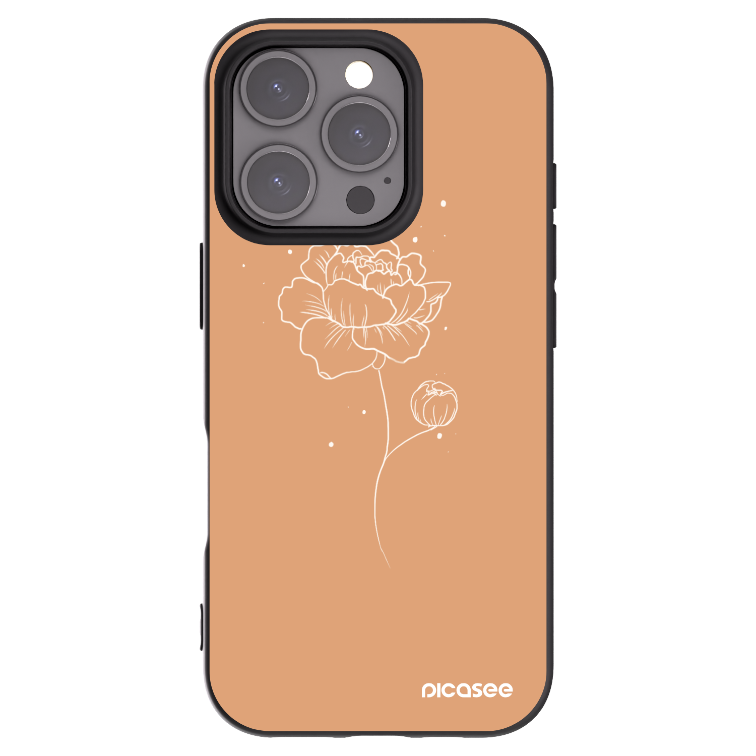 Picasee crna silikonska maskica za Apple iPhone 16 Pro - Peonies